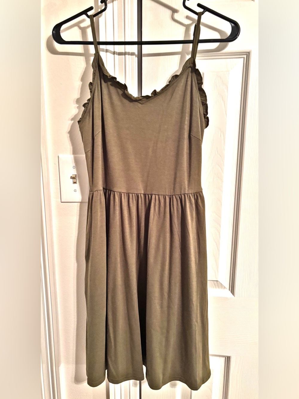 Olive Green Spaghetti Strap Dress, Small, NWT